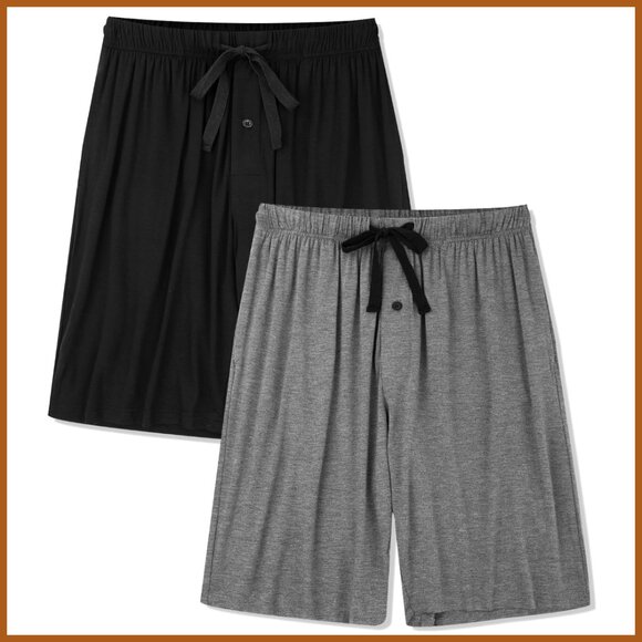 Viscose Bamboo Spandex Sleep Shorts with Pockets 2 Pack